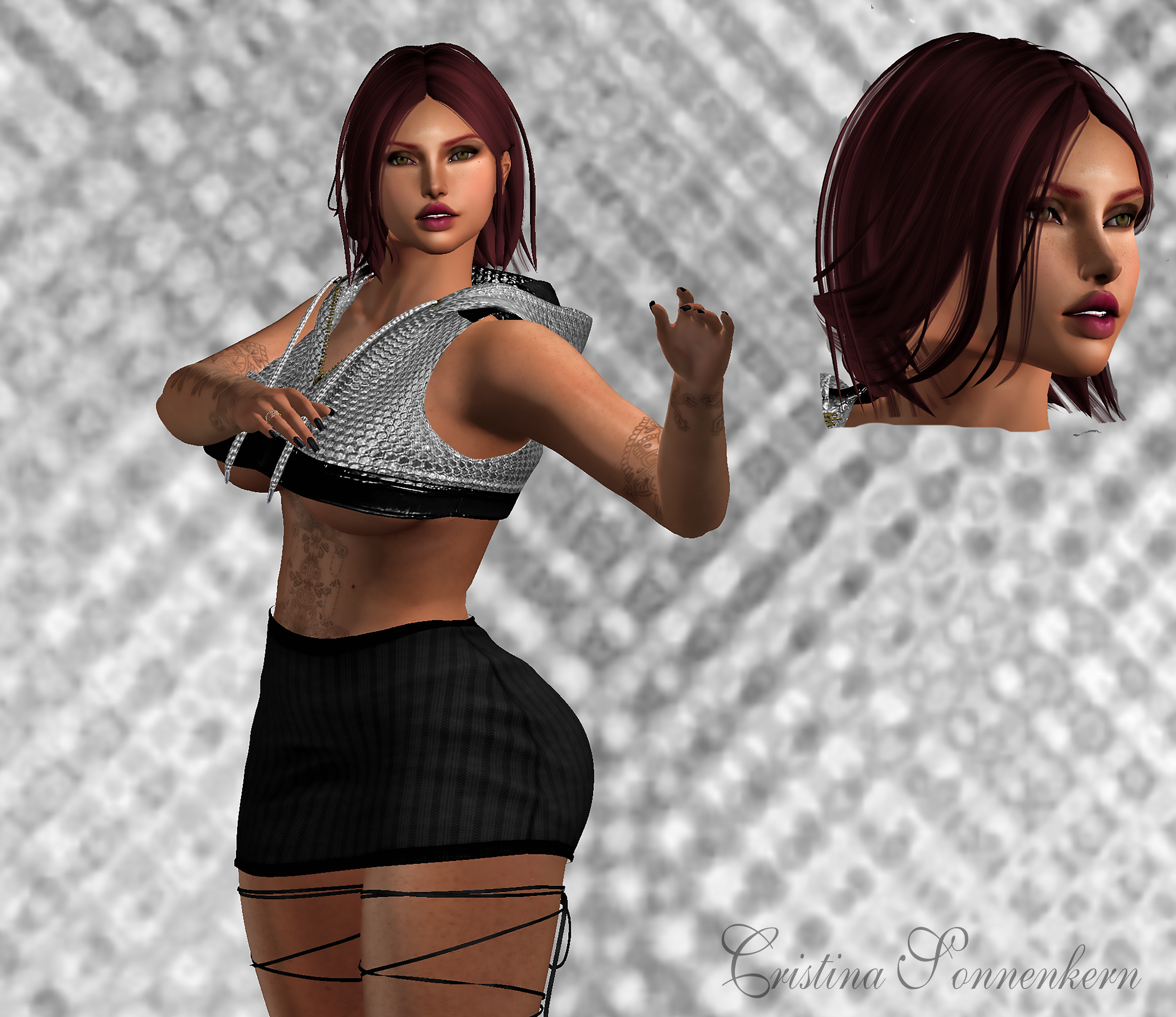 -FABIA- Mesh Hair   Betty - #Cranked#- Mila Skirt - #Cranked#- Shiny Jessica Cropped hoodie.png
